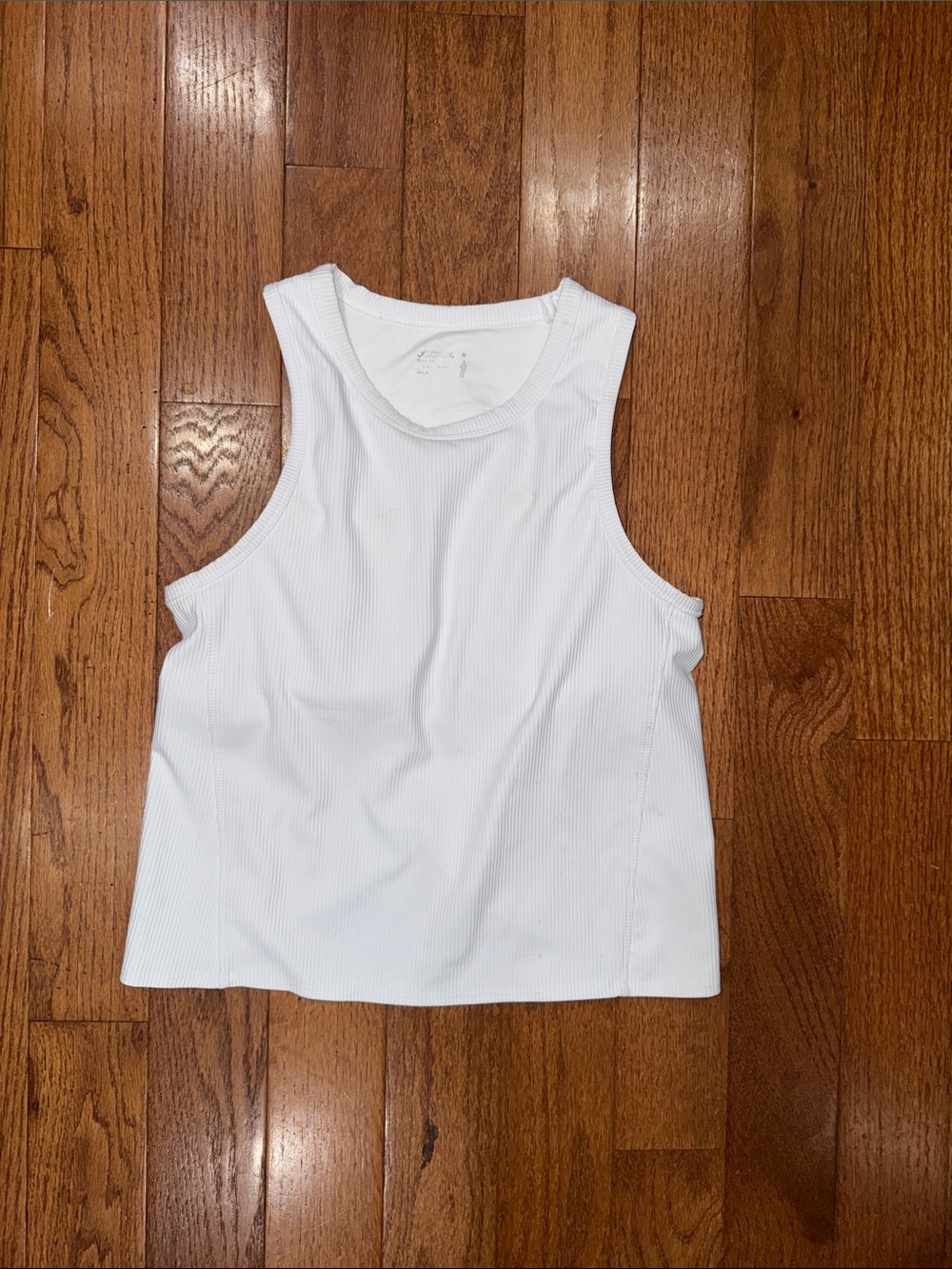 Jockey White Ribbed Crewneck Tank Top with built in bra